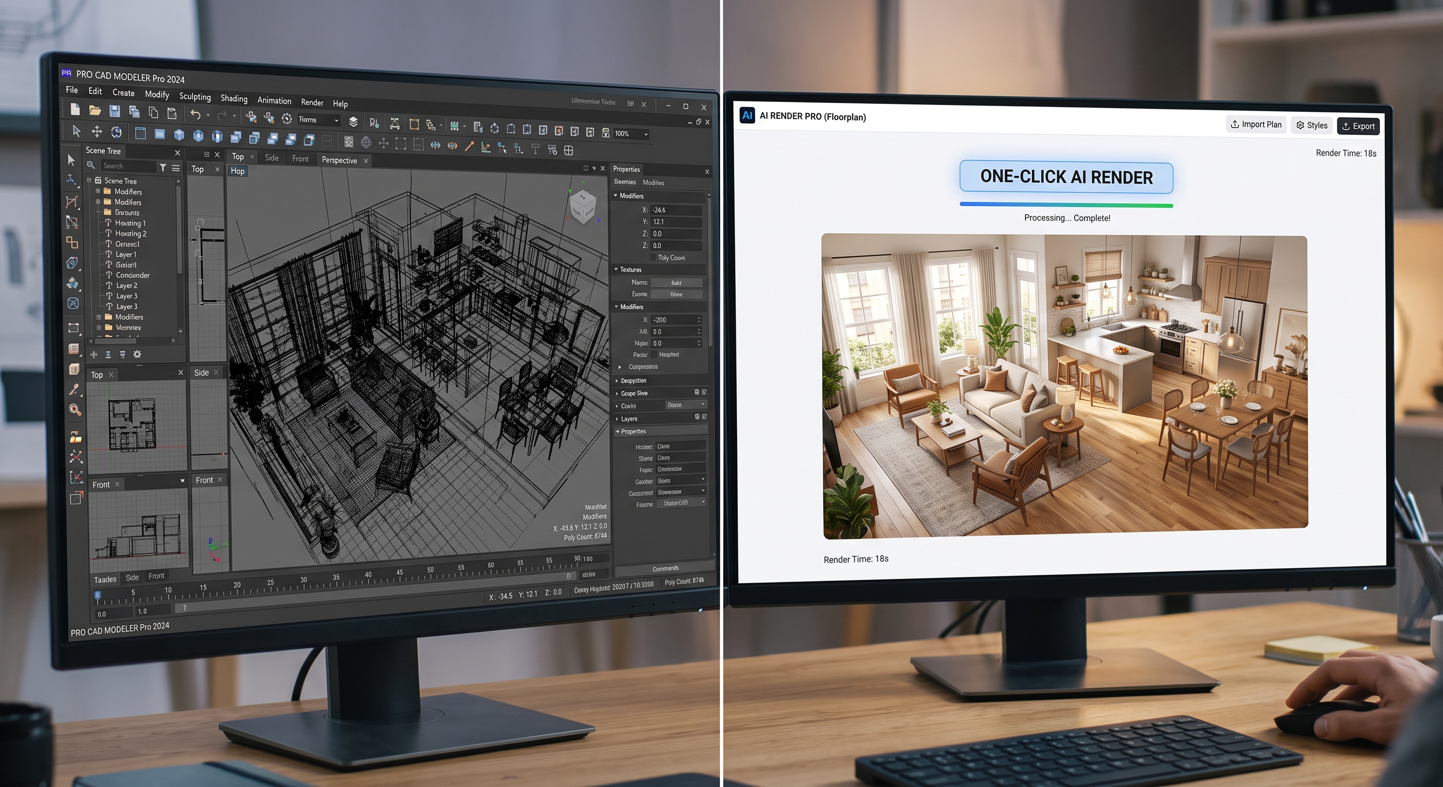 AI Rendering vs 3D Rendering Software for Floor Plans: Lumion, Enscape, D5, Twinmotion, V-Ray, Blender and MNKI
