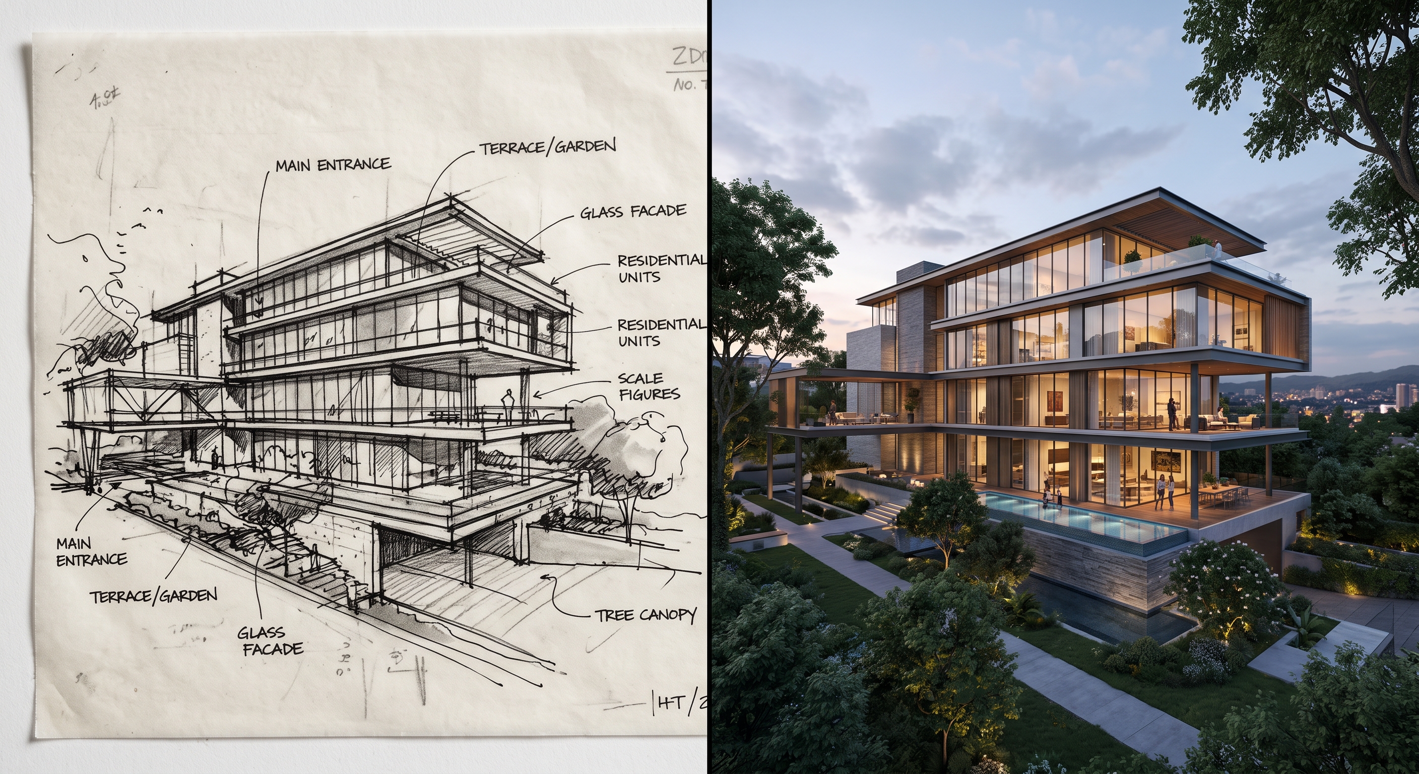 How to Turn an Architecture Sketch into a Photorealistic Render with AI (Step by Step)