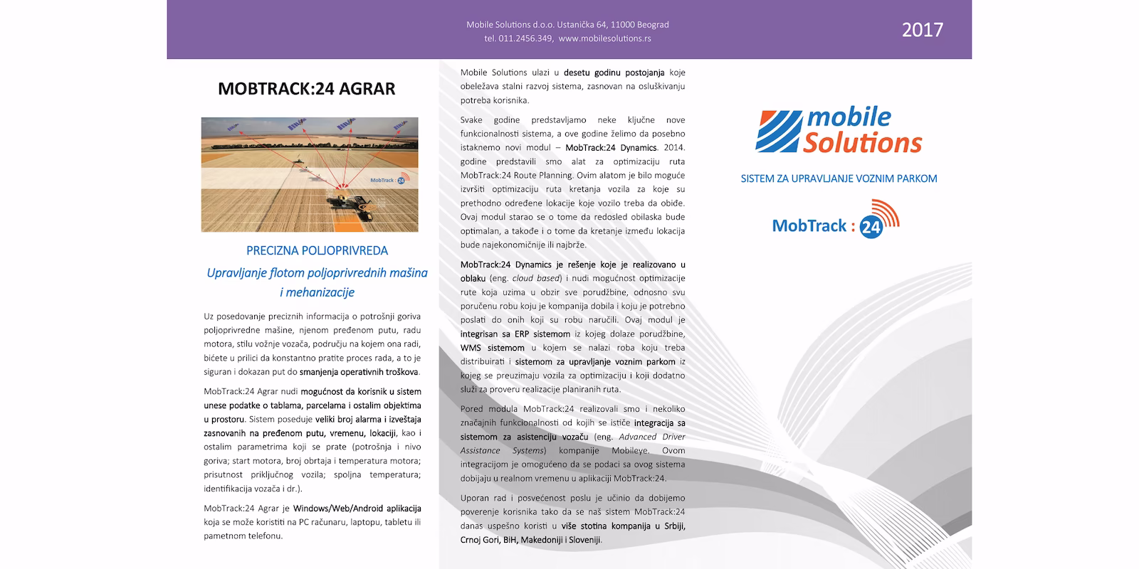 MobTrack24 news for 2017: Dynamics, Agrar, Mobileye and telemetry
