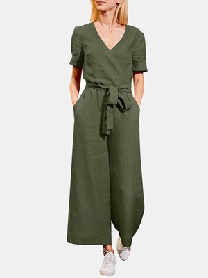 Belted Linen Jumpsuit in category womenBottom