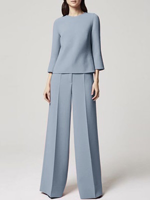 Slate Blue Wide-Leg Trousers in category womenBottom