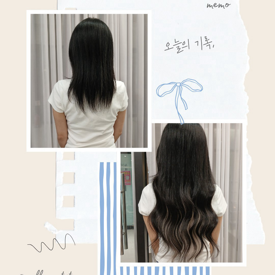 붙임머리 모델분 기다리고 있습니다 이미지
