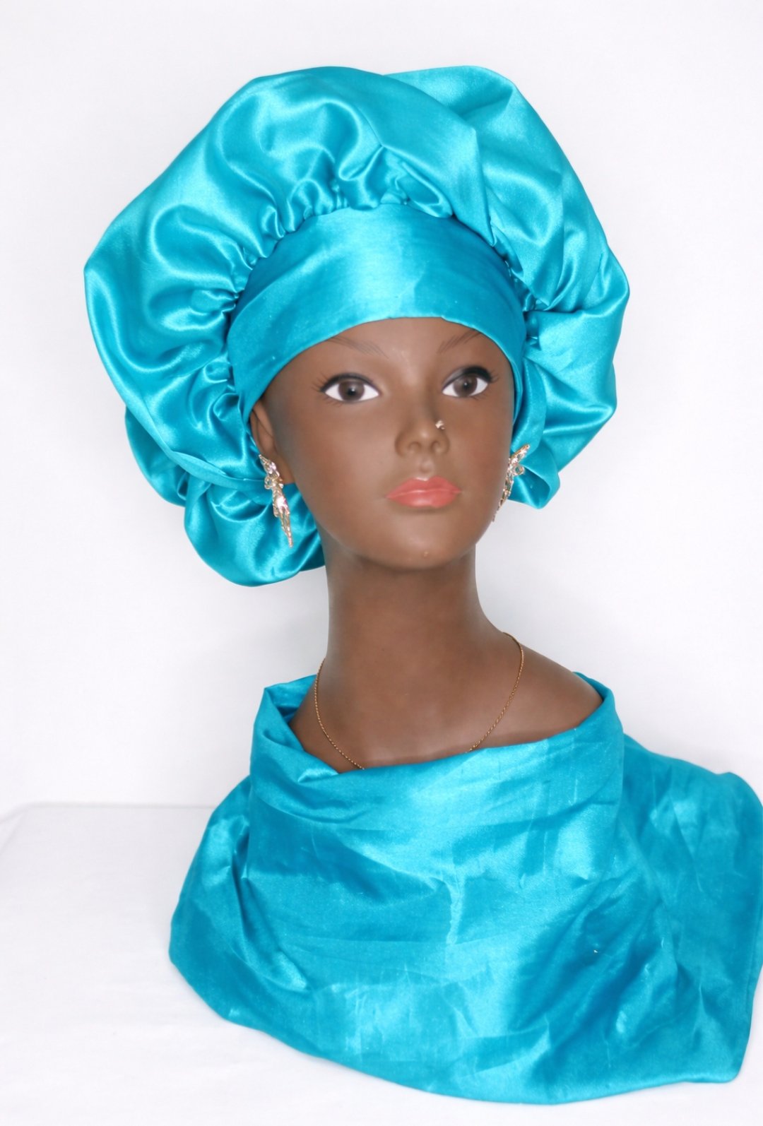 Foulard chouchou bleu turquoise