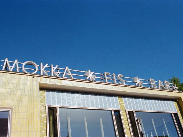 Mokka Milch Eisbar on Karl-Marx-Allee 35 in the sixties 