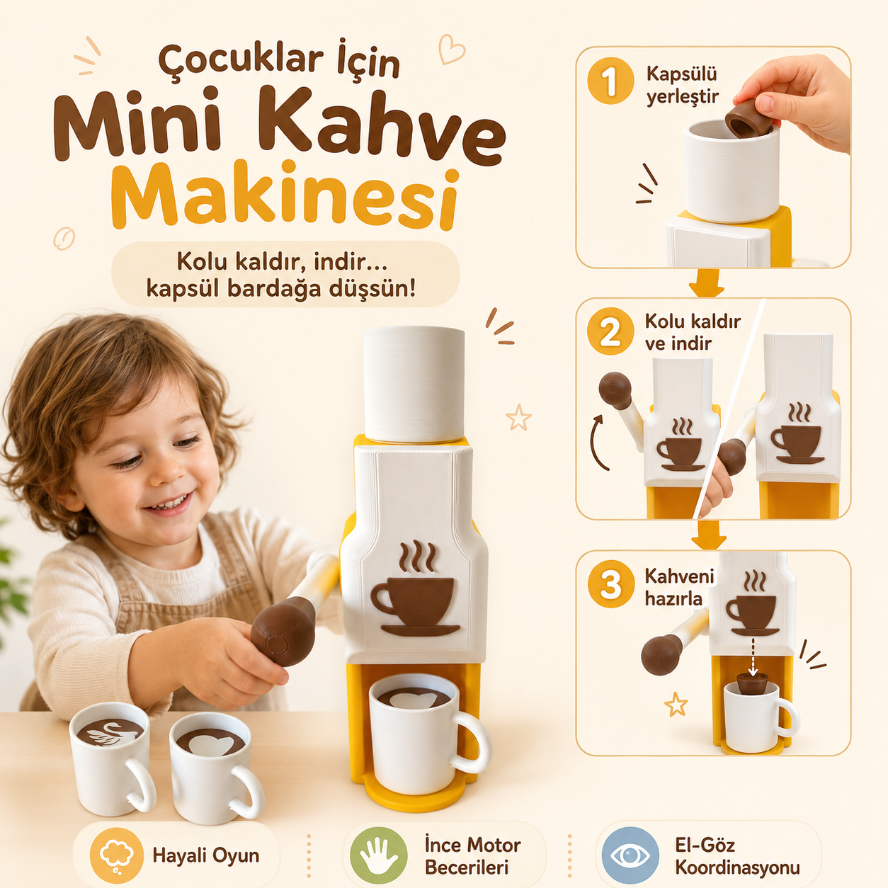 Mini Kahve Makinesi – Minik Baristalar İçin Eğlenceli Rol Oyunu