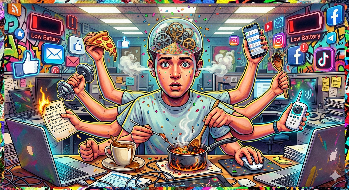 Das Multitasking-Massaker: Wie man 10 Dinge gleichzeitig zu 0 % erledigt