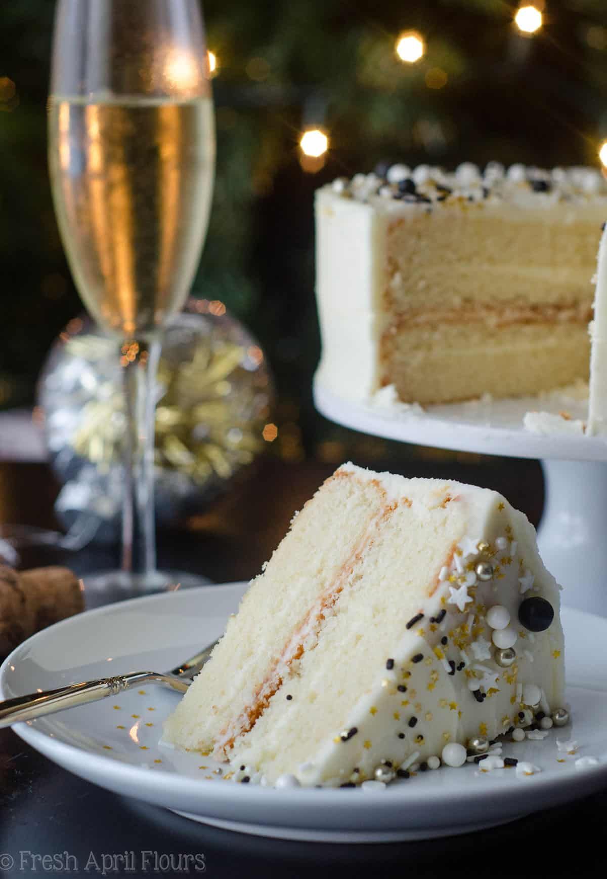 Golden Champagne cake glistening, Reims culinary secret, tantalizing French pastry.