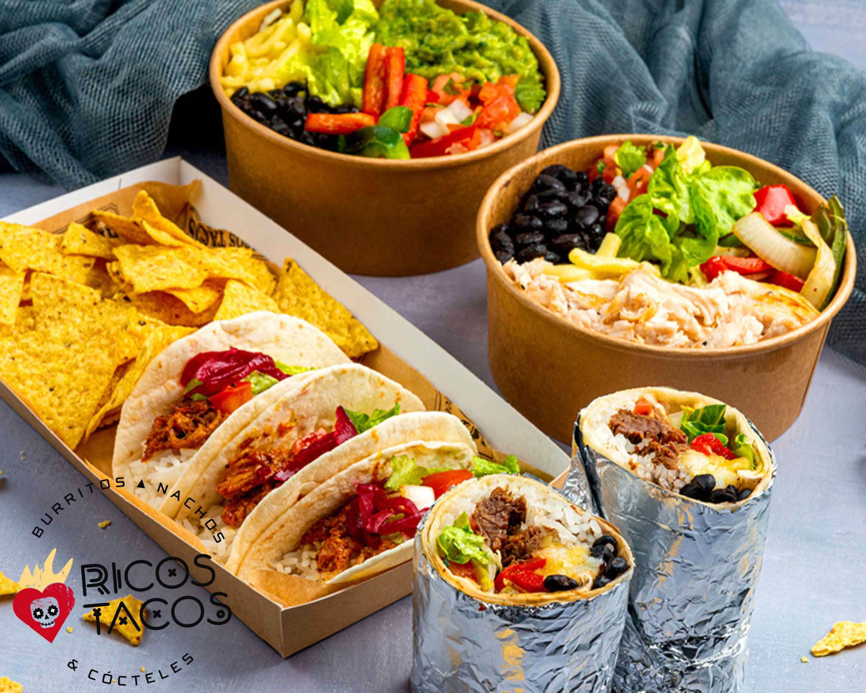 Juarez street food: Golden hour glow on Ricos Tacos stall, vibrant authentic Mexican cuisine mystery.