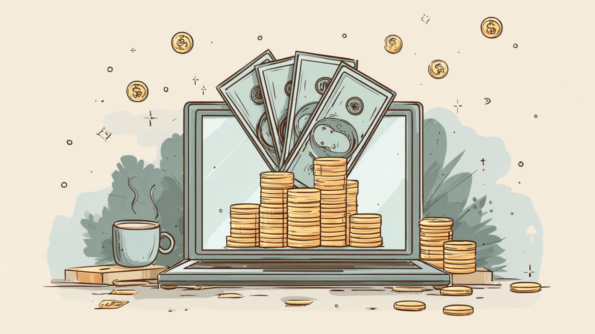 Money on a laptop screen Make Money from Phone — Full Control in Your Pocket