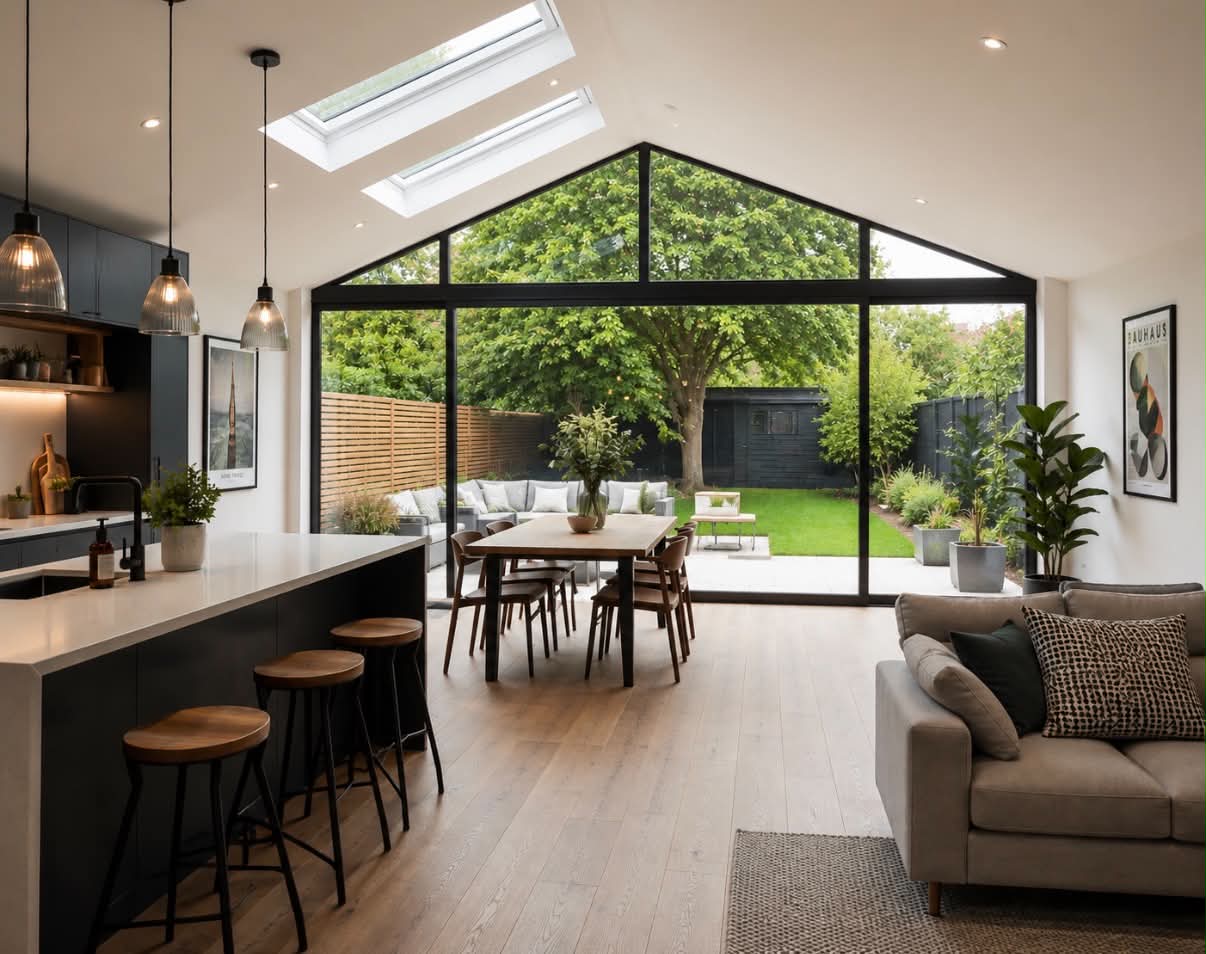 Completed contemporary house exterior