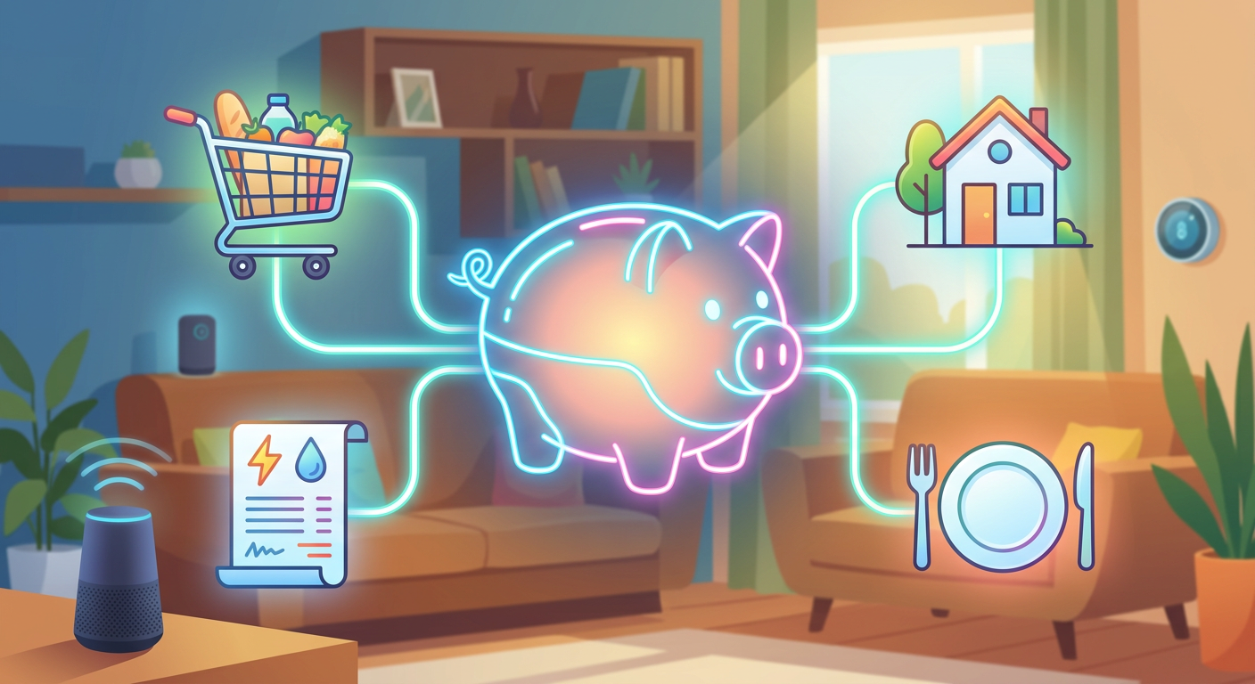 ChatGPTなどのAIを活用した日常生活の応用節約術と固定費見直しのイメージ