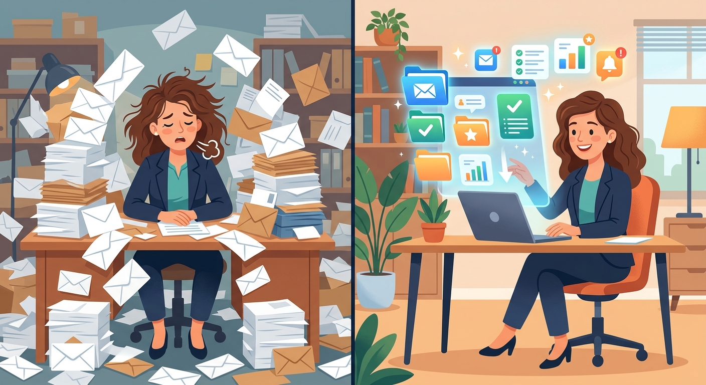 ChatGPTなどの生成AIを活用してメール返信を効率化するイメージ