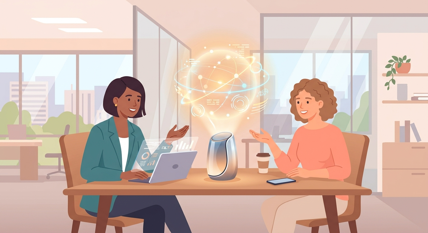 AIによる人事評価の仕組みとデータ分析プロセスを解説するイメージ図