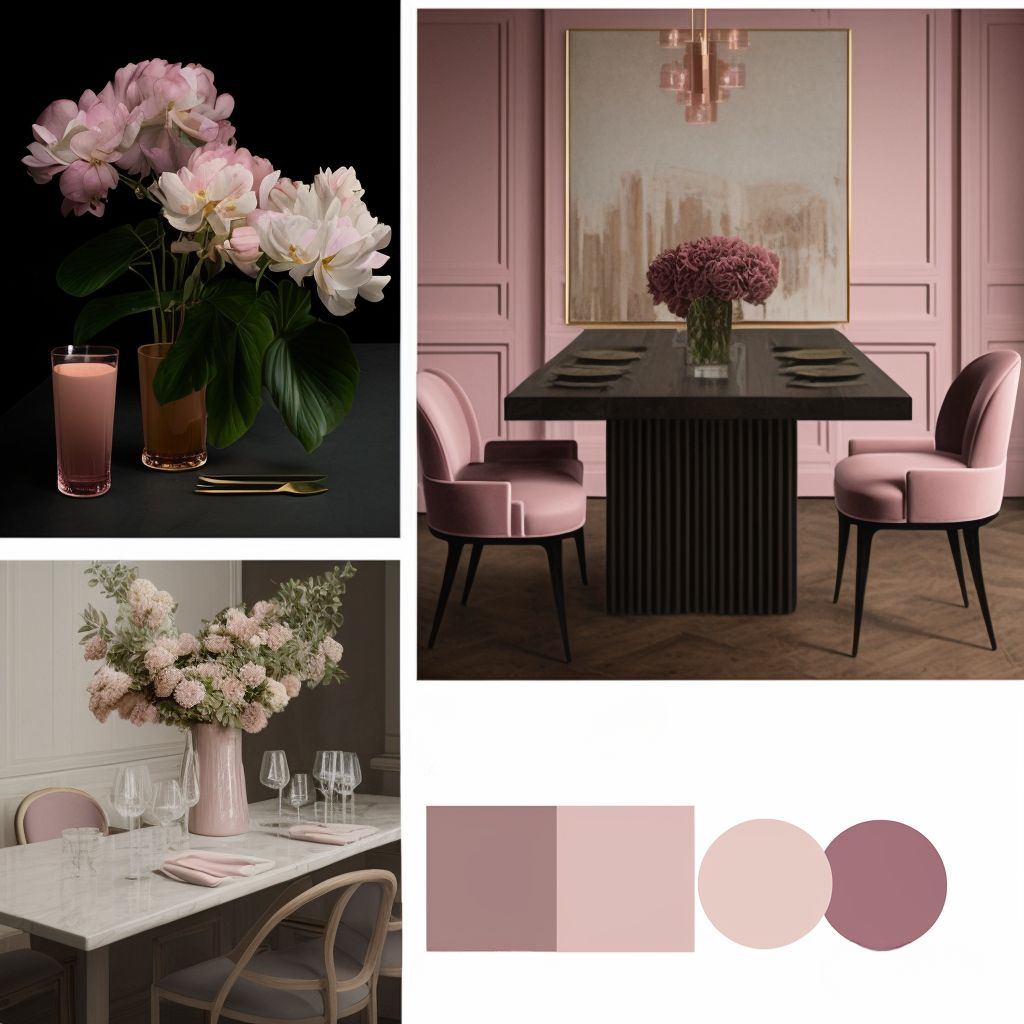 Minimalist Dining Room Oasis: Pink Elegance & Fine Dining