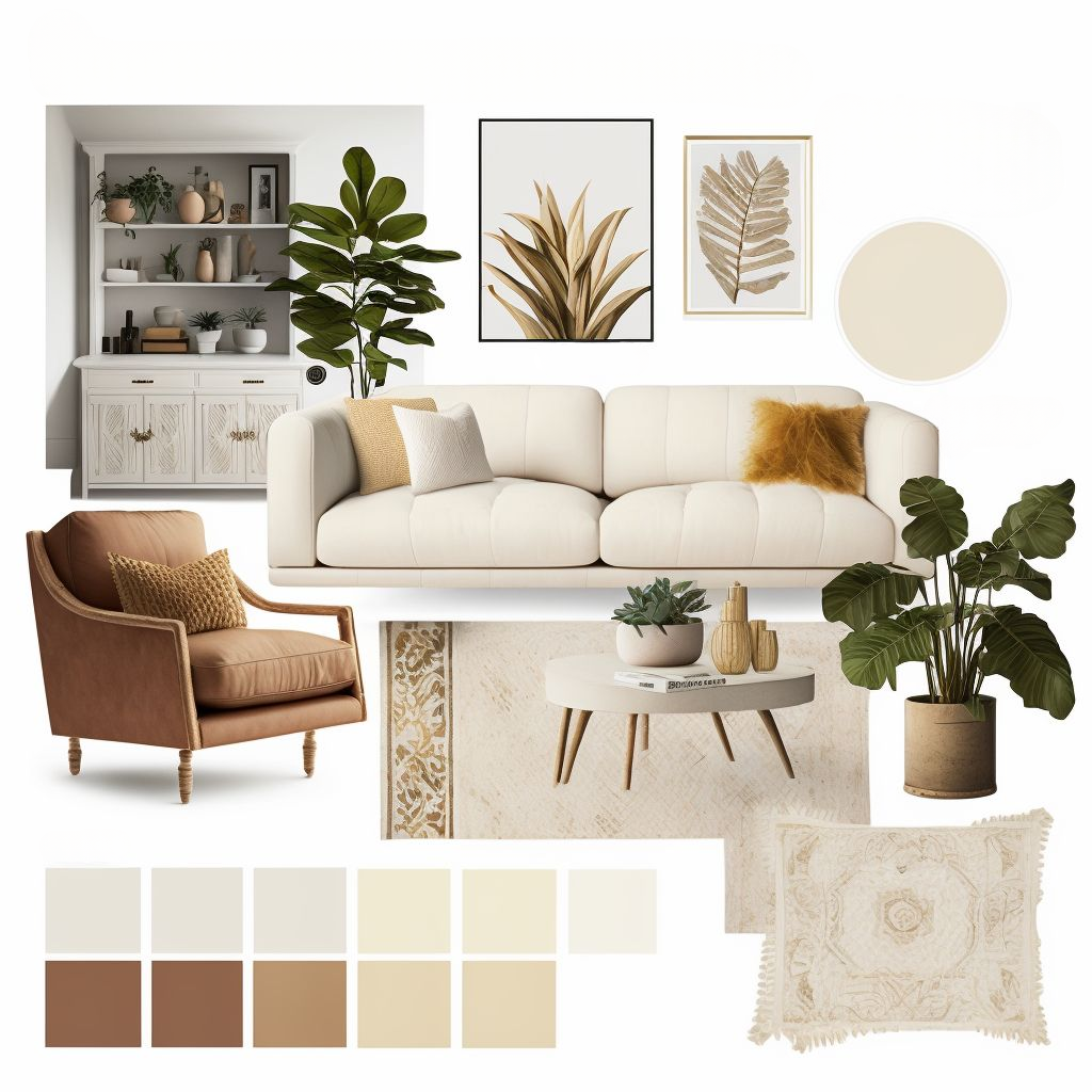 Bohemian Dream: White, Beige & Light Brown Living Room