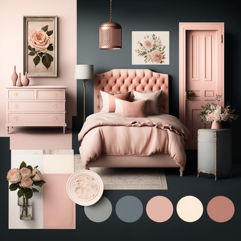 Romantic Shabby Chic Bedroom: Rose, Pink & Blush Hues