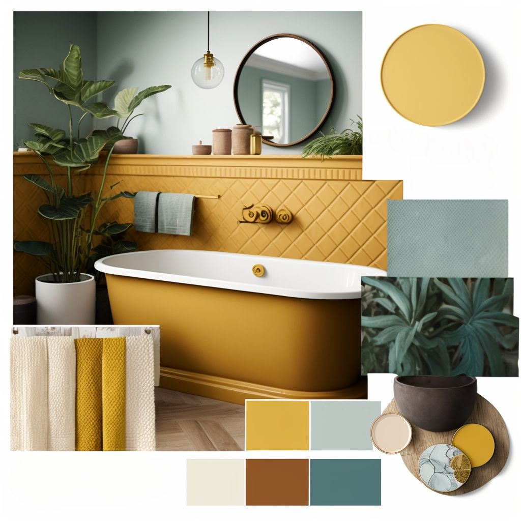 Scandinavian Bathroom Design: Rust, Terra Cotta & Mustard Yellow