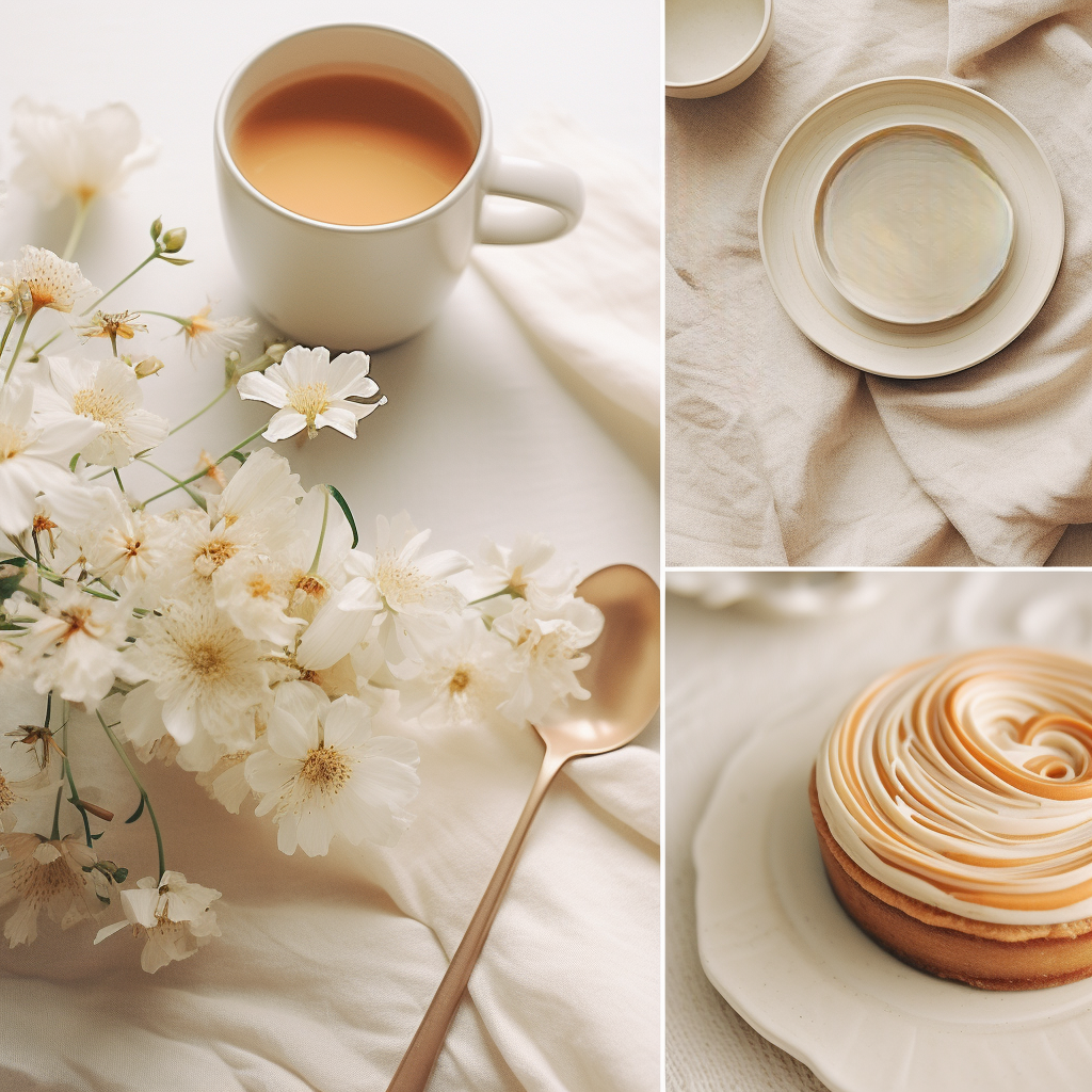 Dish Details in Food Photography: White, Beige & Pastel Orange