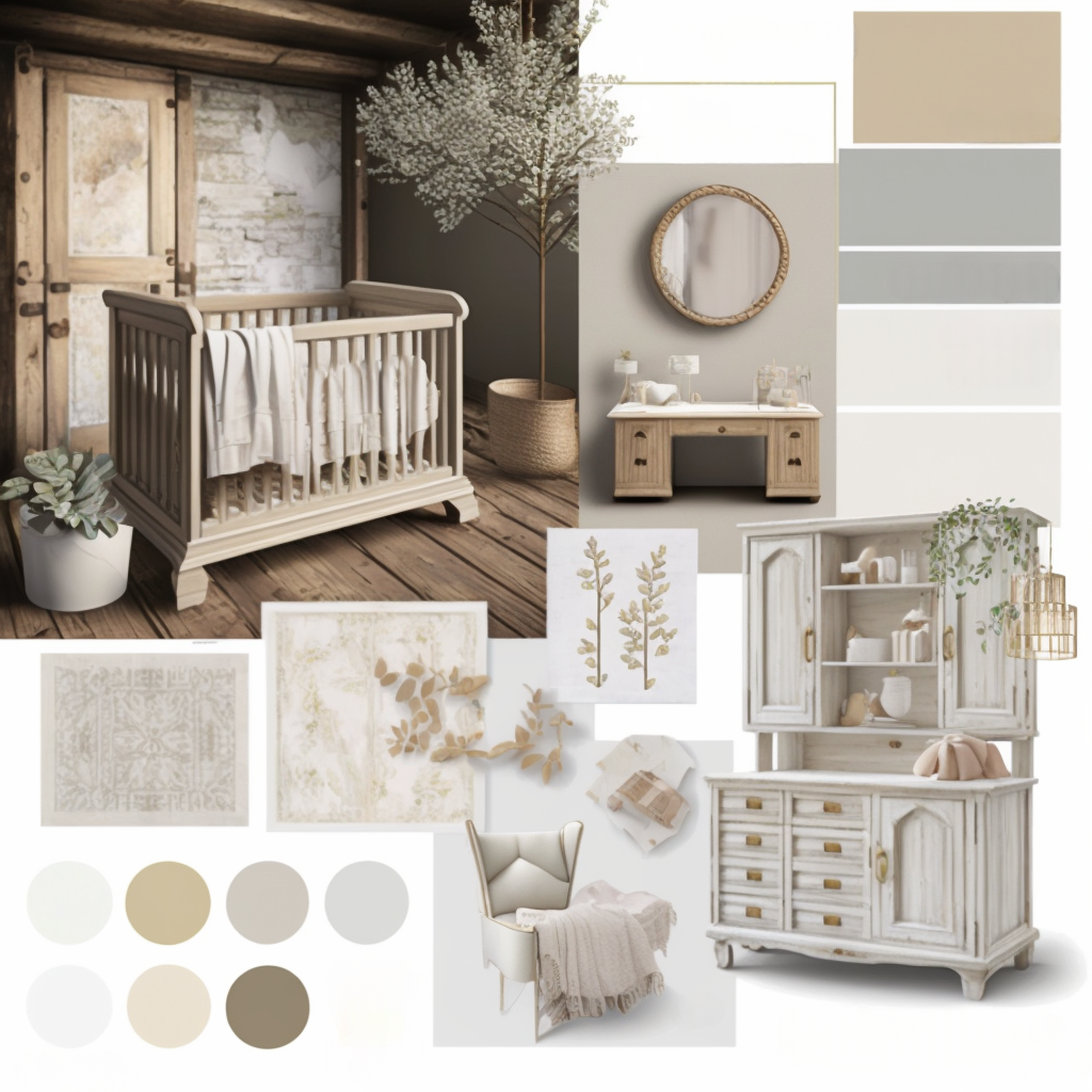 Rustic Nursery: Serene Whites & Warm Beiges