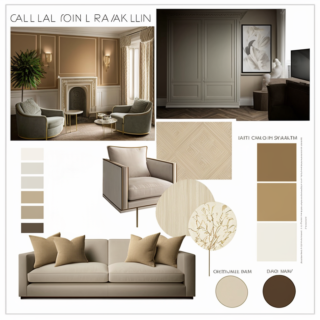 Chic Contemporary Living Room with Tan, Beige & Ivory