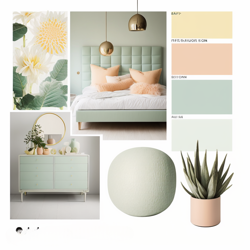 Scandinavian Bedroom Serenity with Mint, Yellow & Peach