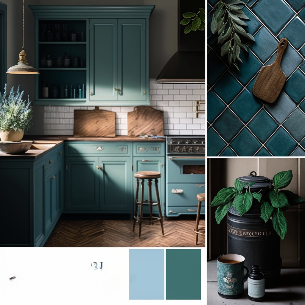 French Country Kitchen: Blue, Teal & Green Bliss