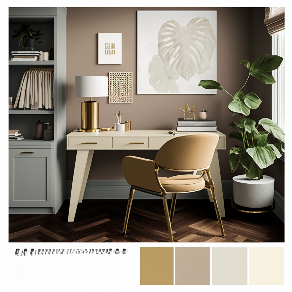 Contemporary Home Office: Tan, Beige & Ivory Harmony