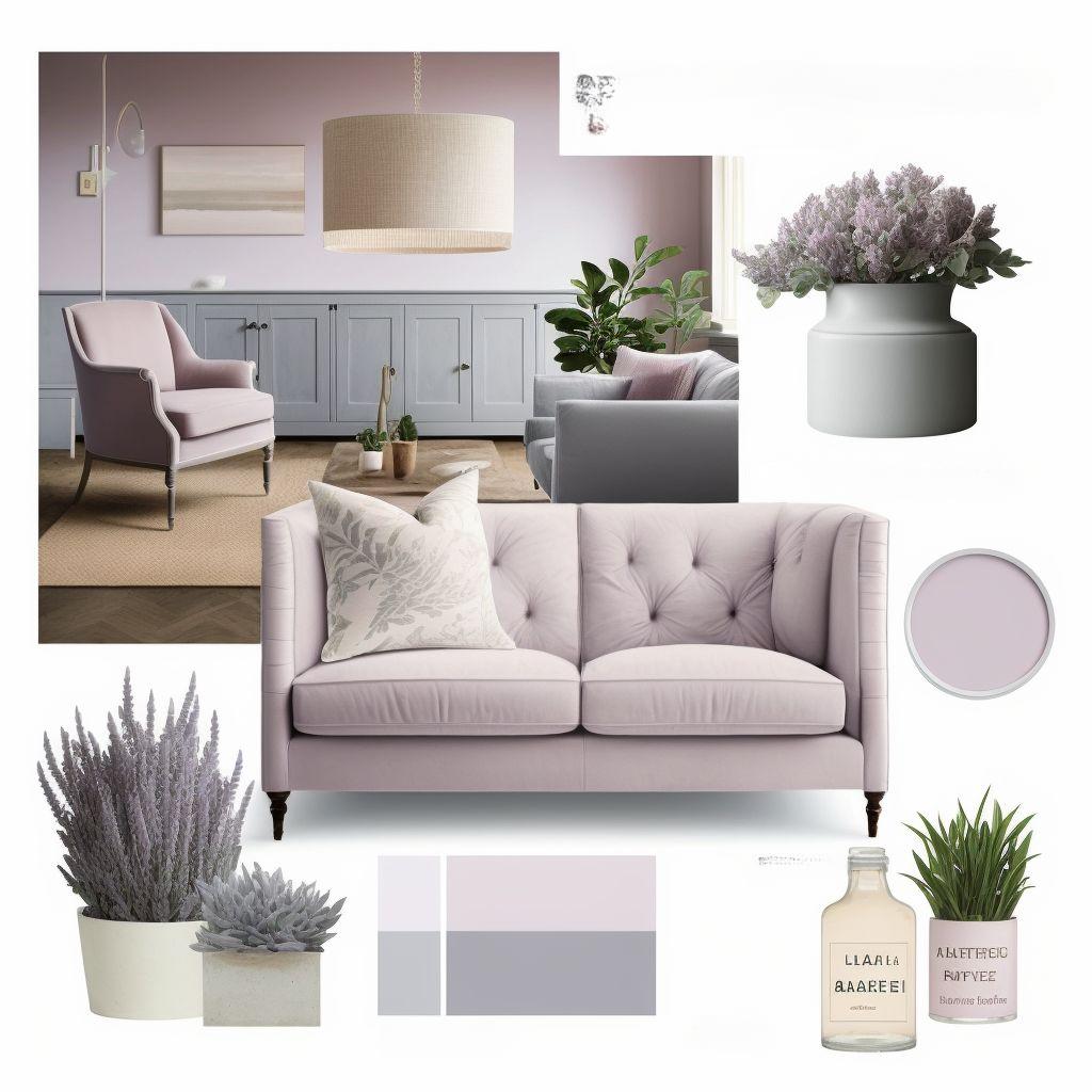 Farmhouse Living Room: Cozy Lavender Elegance