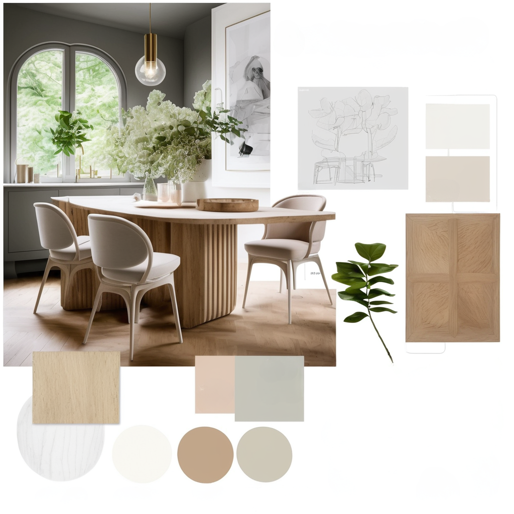 Modern Dining Room Elegance: White, Beige & Light Brown