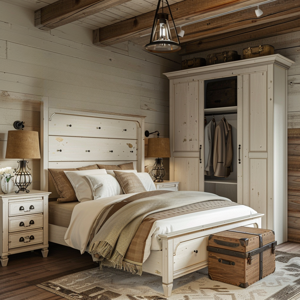 Rustic Bedroom Design: Tan, Beige & Ivory Harmony