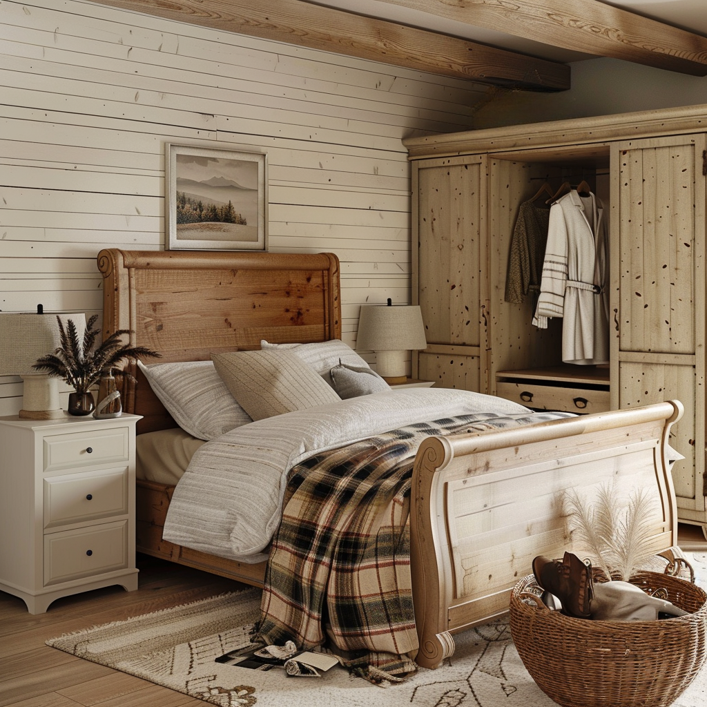 Rustic Bedroom Design: Cozy Tan, Beige, and Ivory Retreat