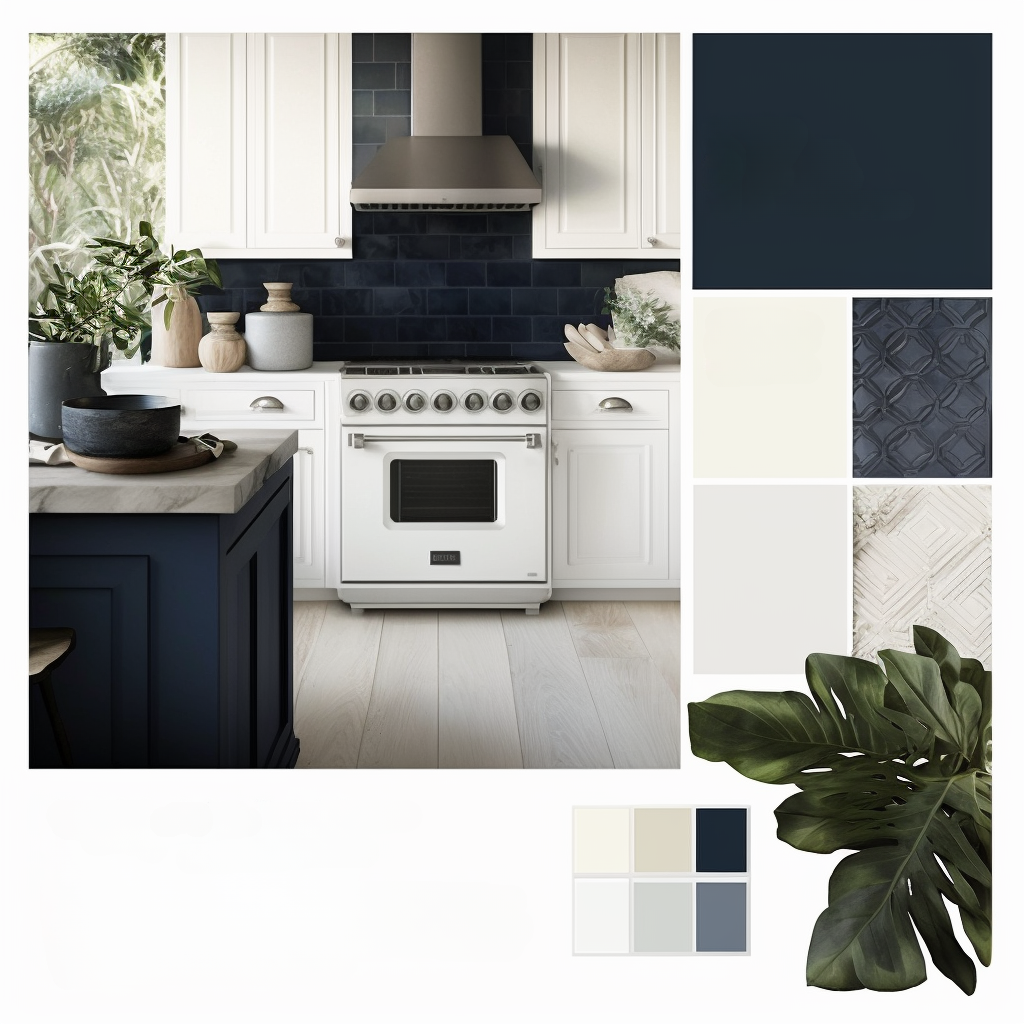 Coastal Kitchen: White, Off-White & Navy Blue Charm