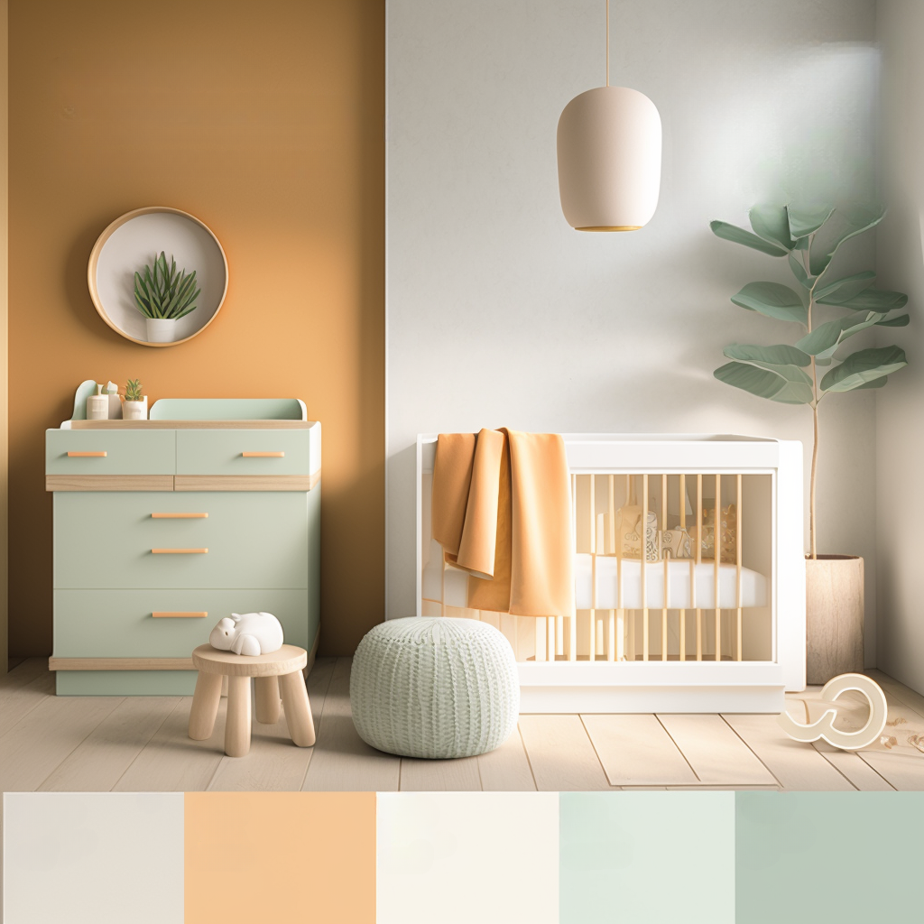 Minimalist Nursery: Light Beige, Mint Green & Peach Bliss