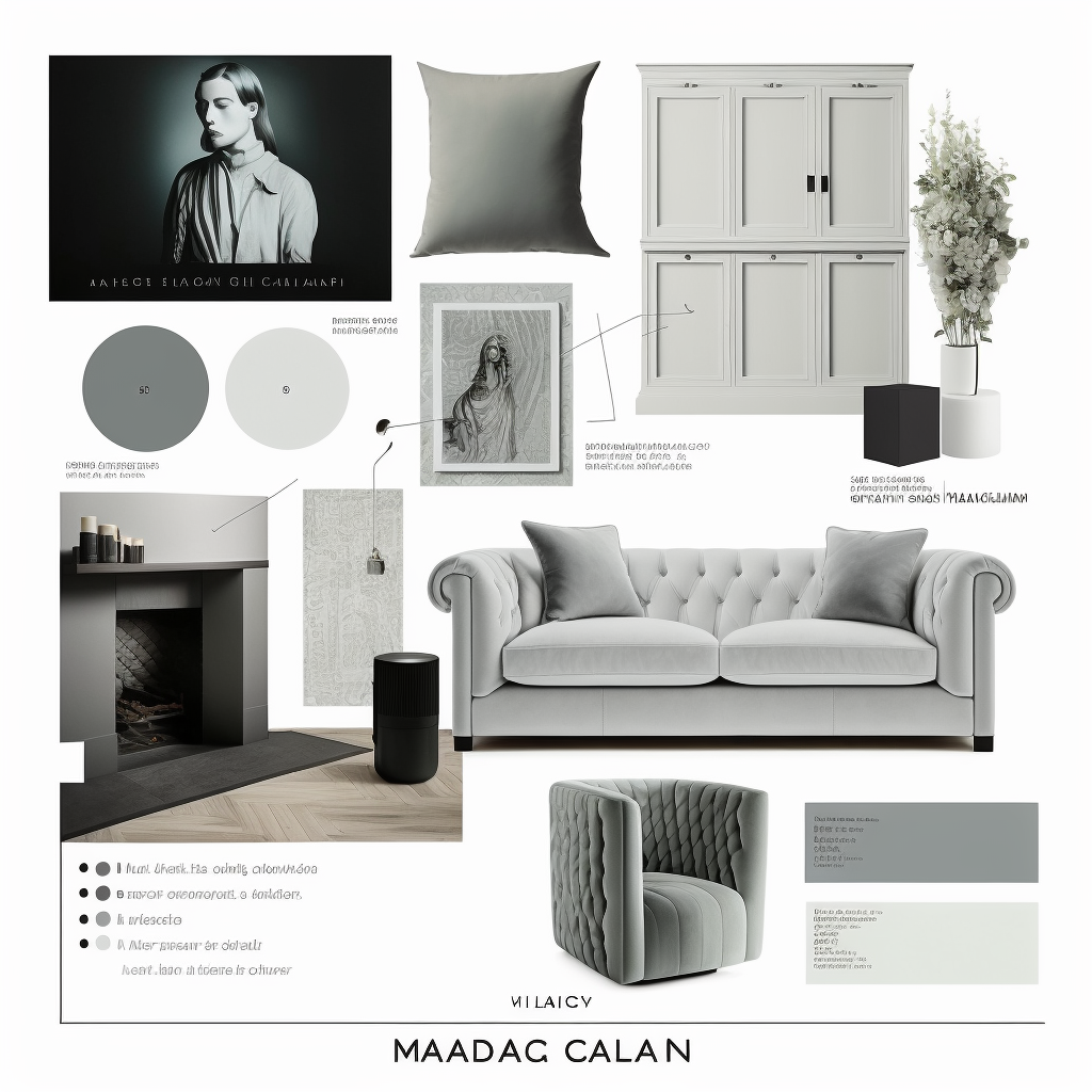 Modern Living Room: White, Light Grey & Dark Grey Elegance