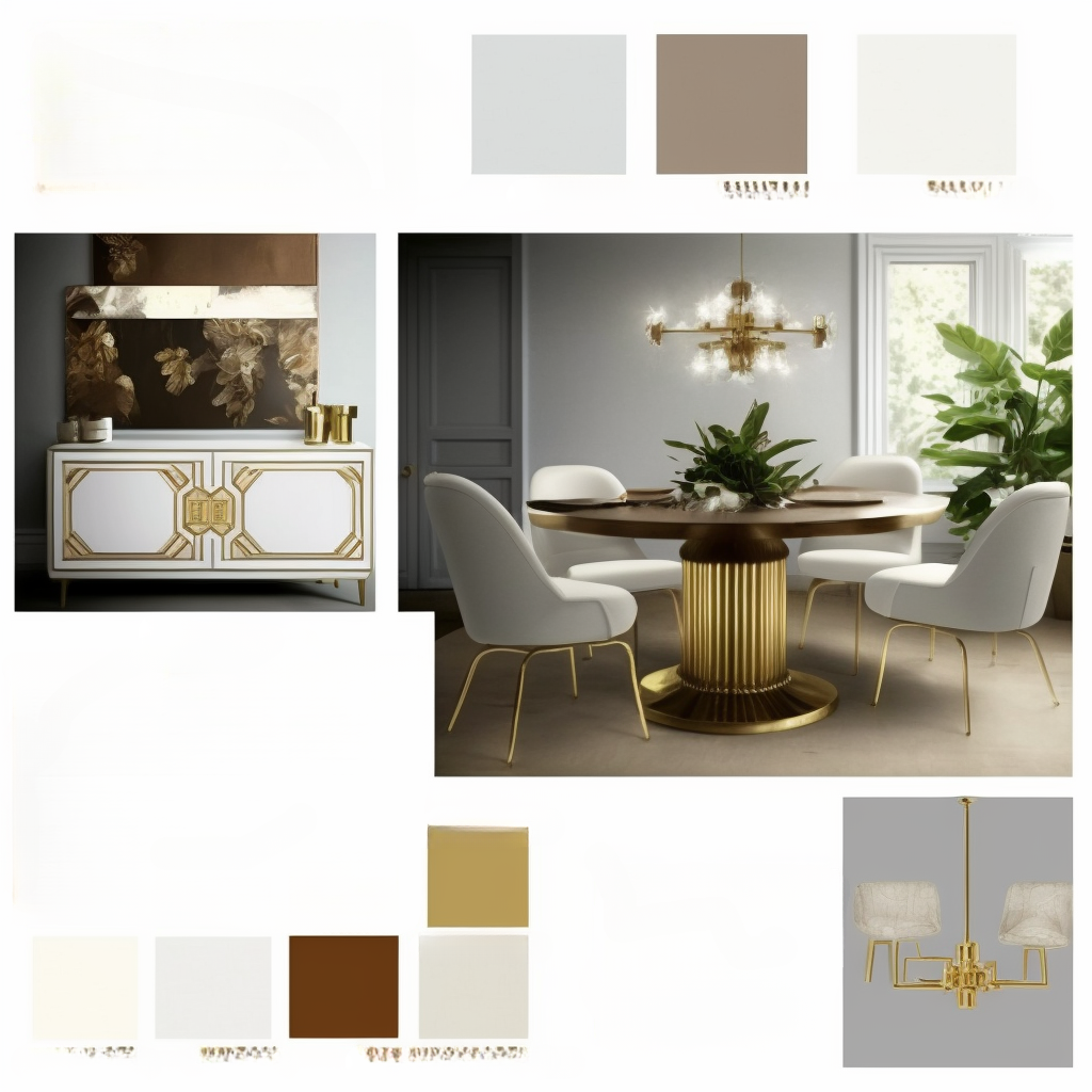 Mid-Century Modern Dining Room: White, Gold & Neutrals Elegance