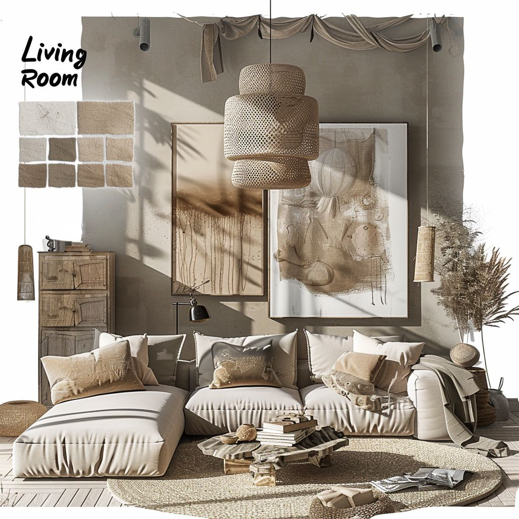 Rustic Living Room: Tan, Beige & Ivory Charm