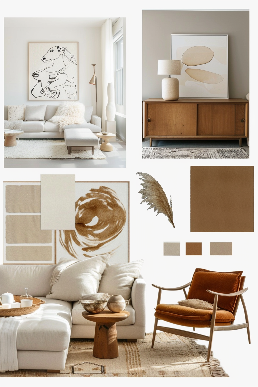 Minimalist Living Room: White, Beige & Light Brown Serenity