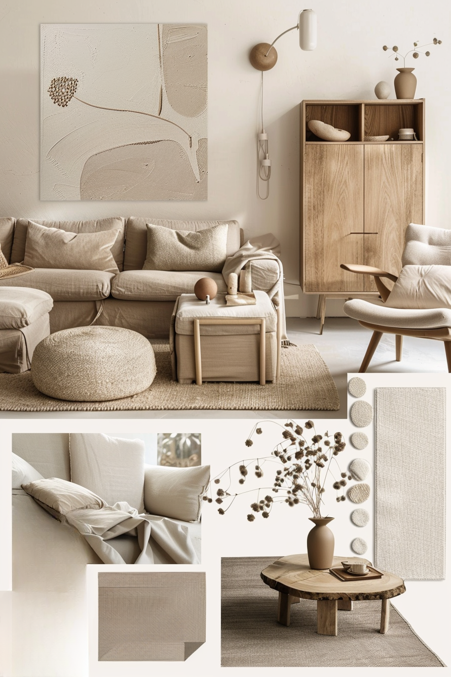 Minimalist Living Room: White, Beige & Light Brown Charm