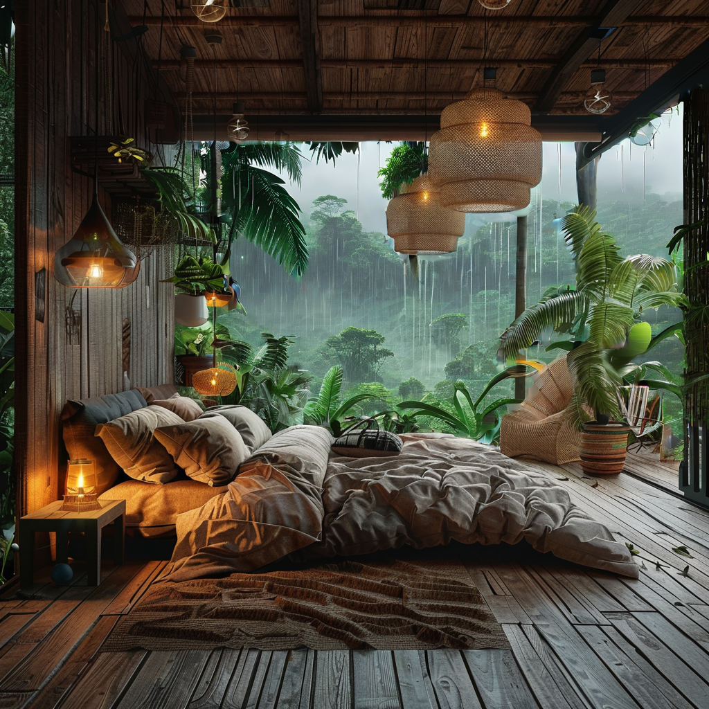 Enchanting Jungle Treehouse Bedroom with Natural Elements