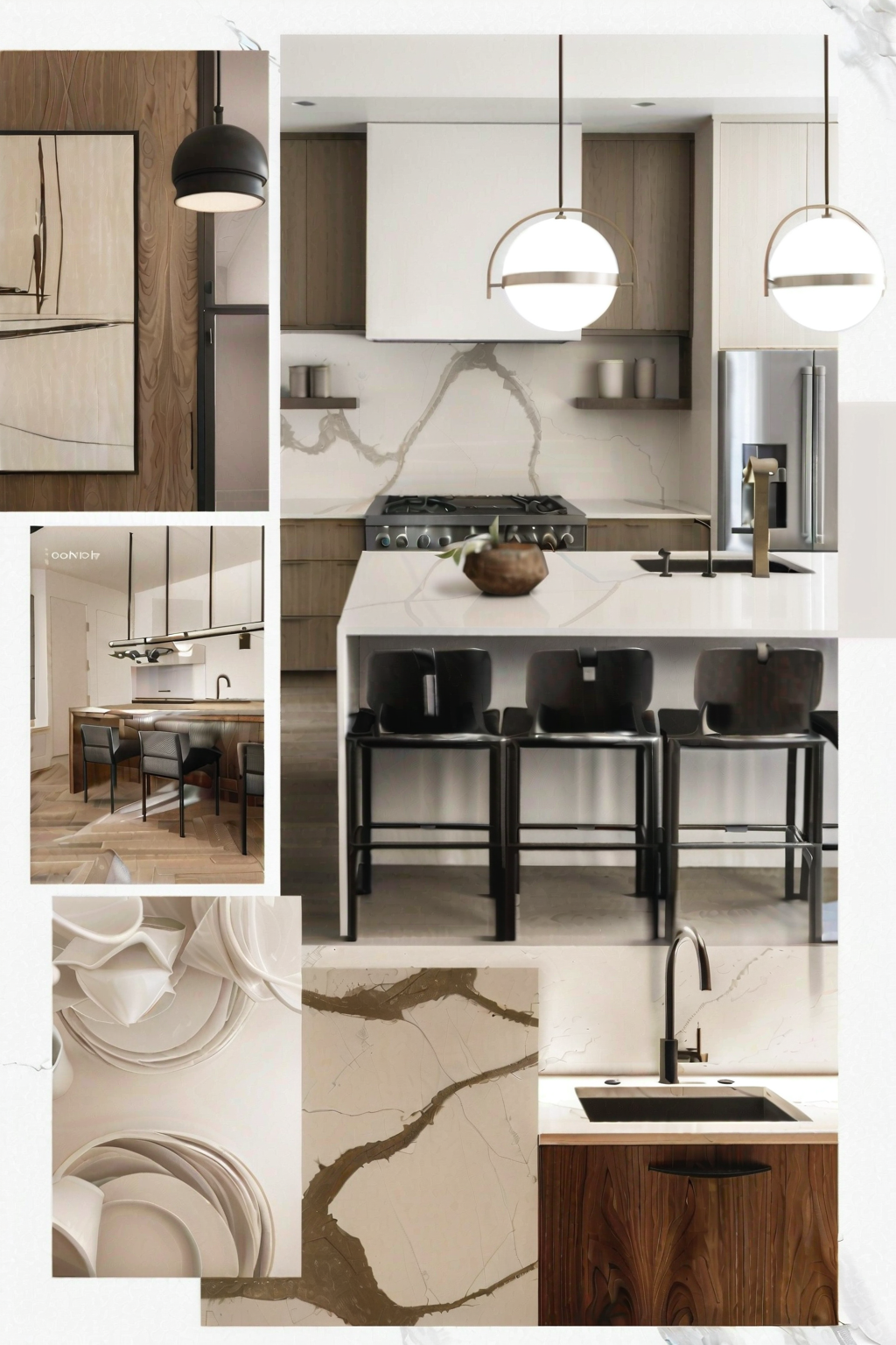 Contemporary Kitchen Chic: White, Beige & Light Brown Harmony