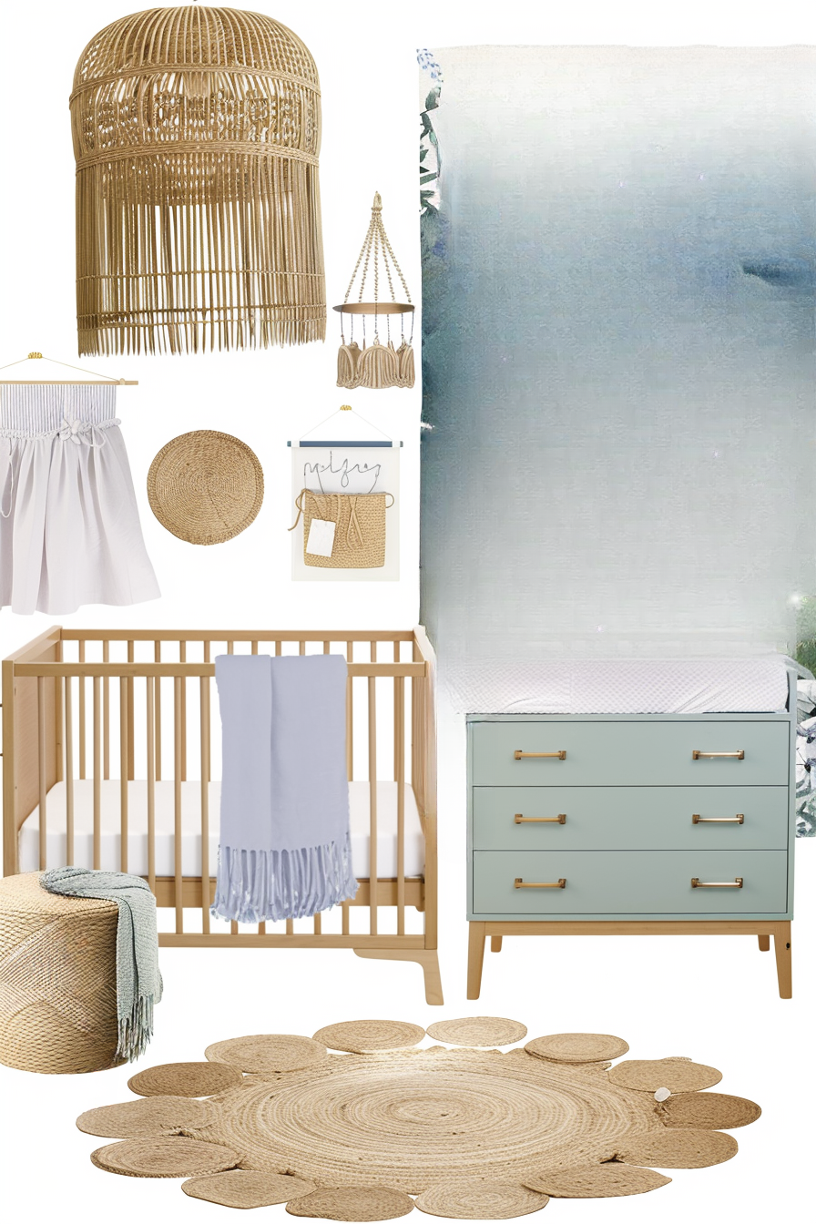 Whimsical Nursery: Enchanting Blue, Green & Purple Palette