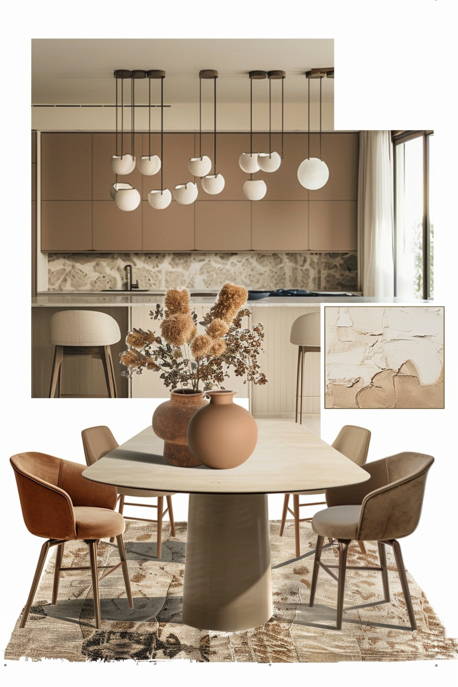 Contemporary Dining Room: Elegant White, Beige & Light Brown