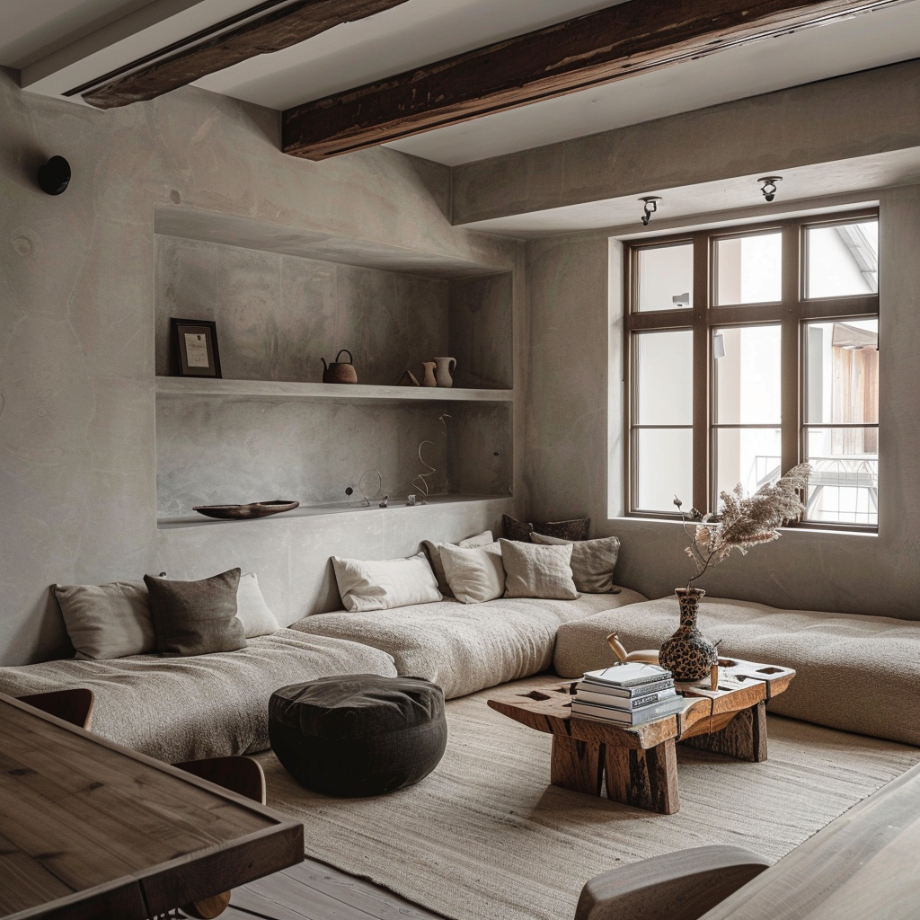 Minimal Wabi-Sabi Meets Old Hungarian Style Living Room