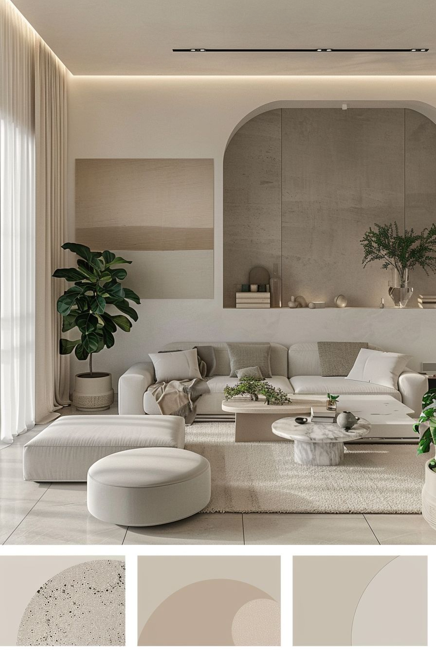 Minimalist Living Room: Serenity in White and Beige