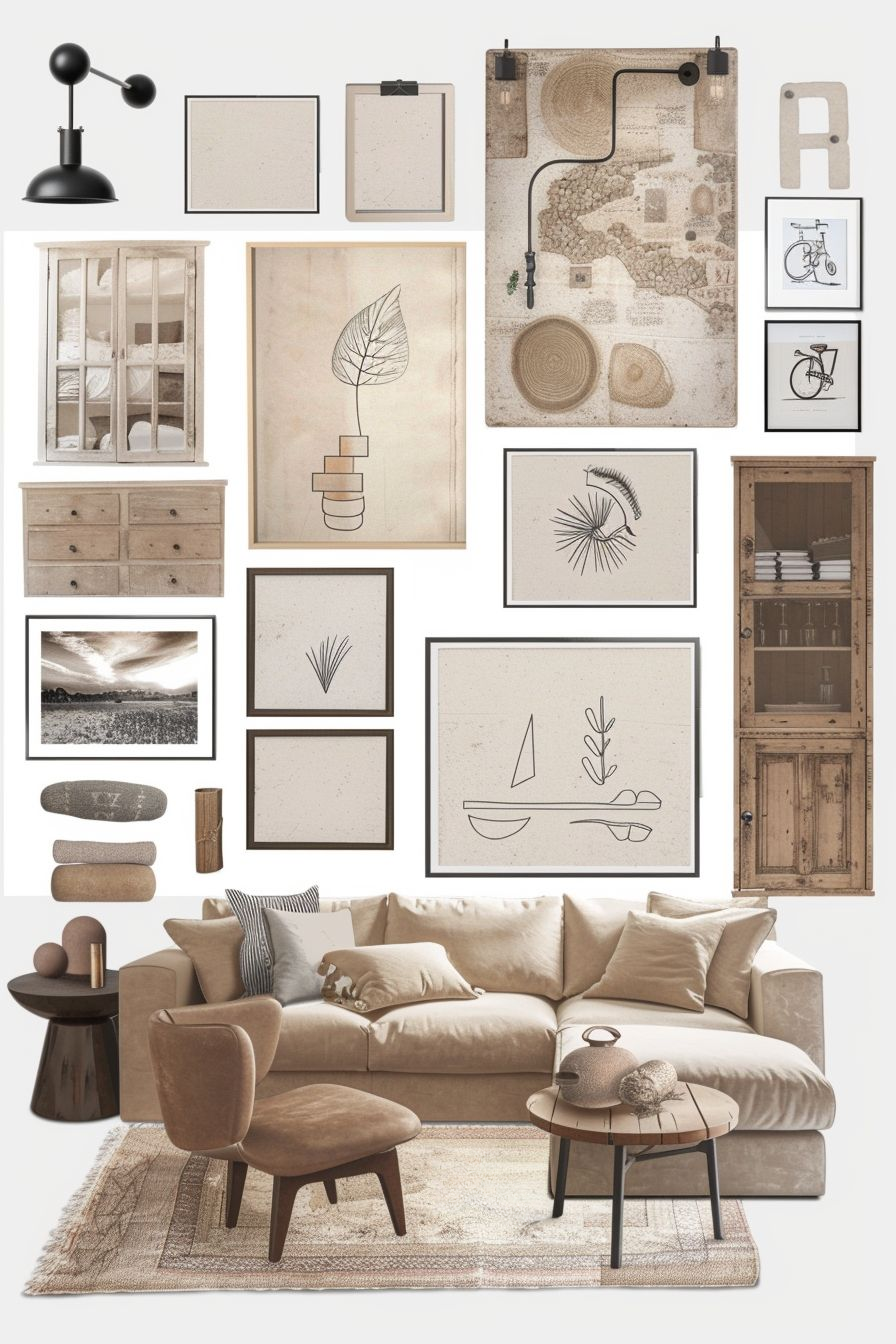 Industrial Living Room Elegance in White & Beige