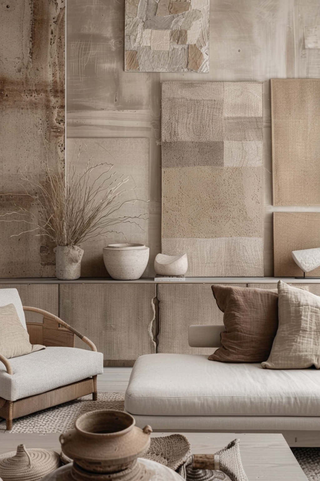 Contemporary Living Room Elegance with Tan & Beige Hues