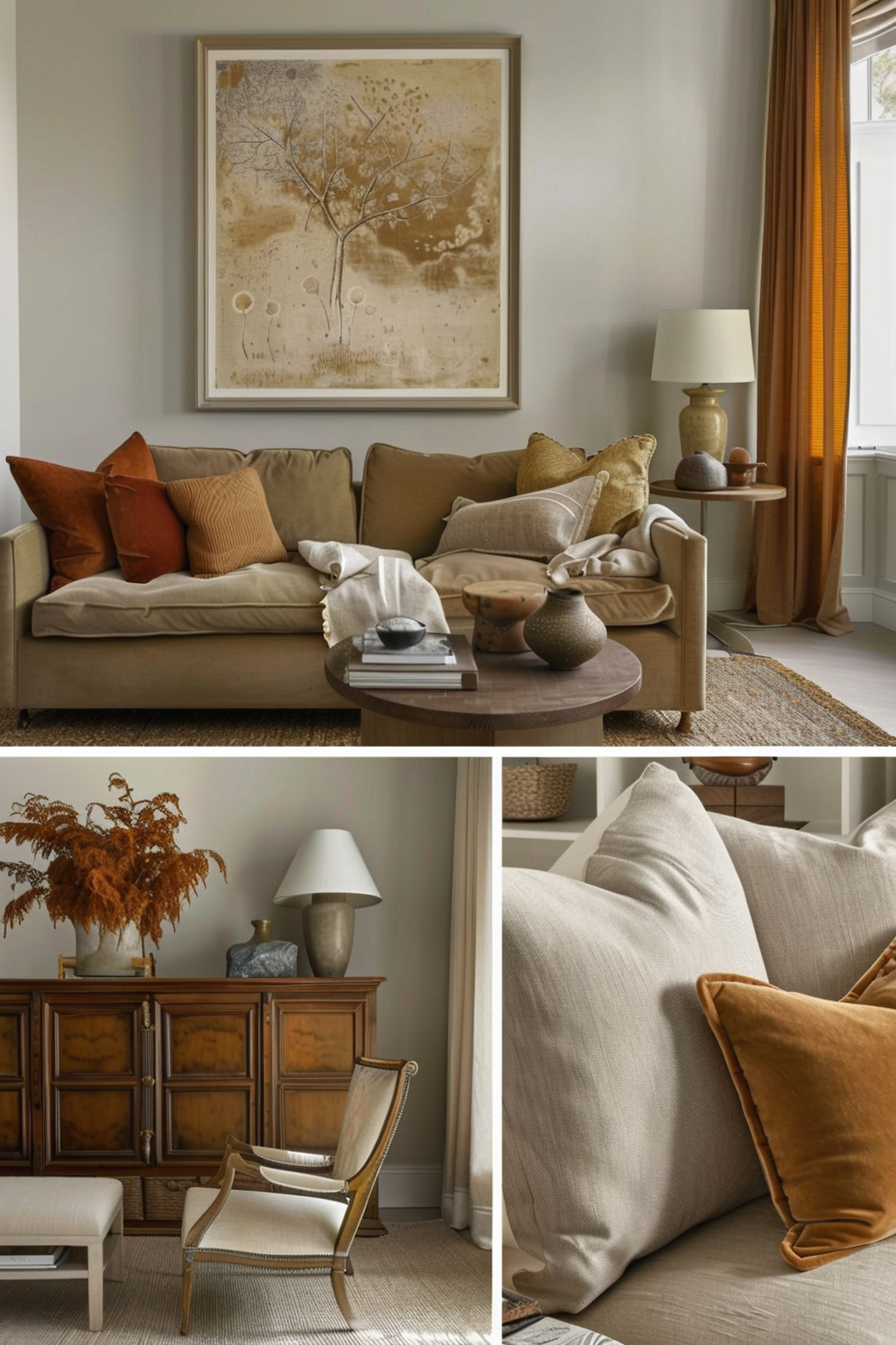 Traditional Living Room: Rust, Terra Cotta & Mustard Elegance