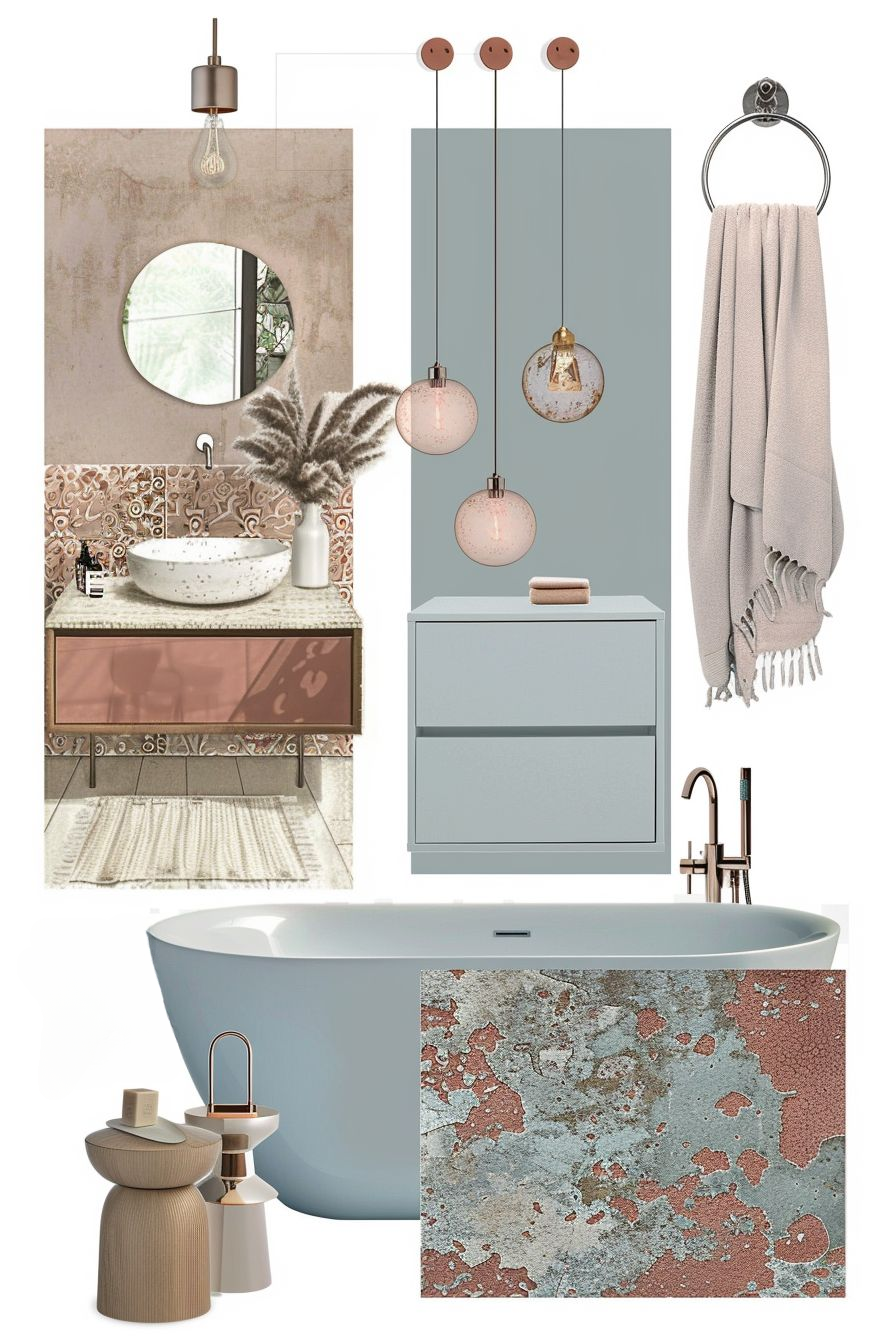 Contemporary Bathroom Bliss: Powder Blue & Pink Fusion