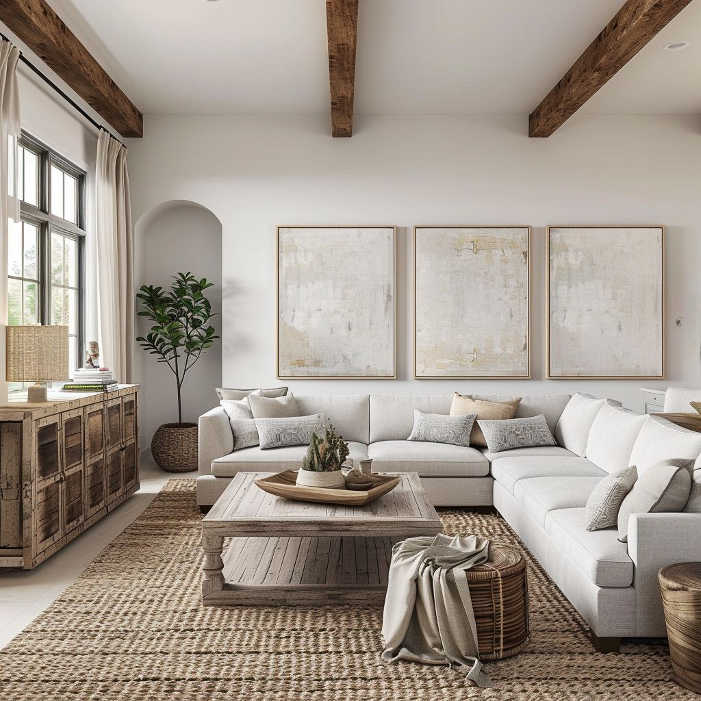 Contemporary Farmhouse Living Room in Soft Neutrals