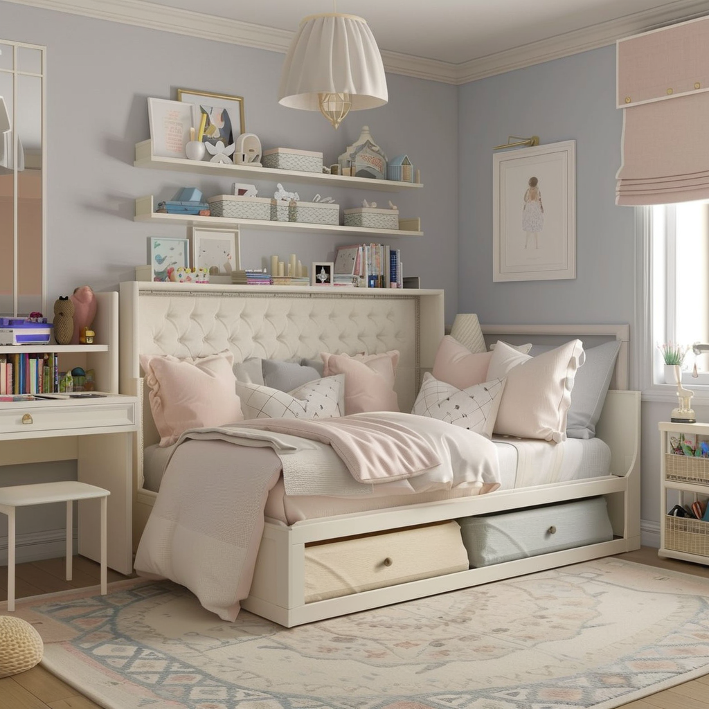 Contemporary Girl's Bedroom in Soft Hues